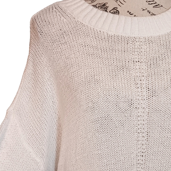 Banana Republic White Oversized Crew Neck Sheer Knit Sweater Size Med - Picture 6 of 12